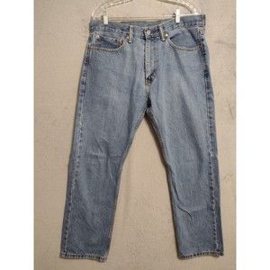 Levis Mens 505 Blue Denim Jeans Regular Fit Straight Size 34x30 Red Tab